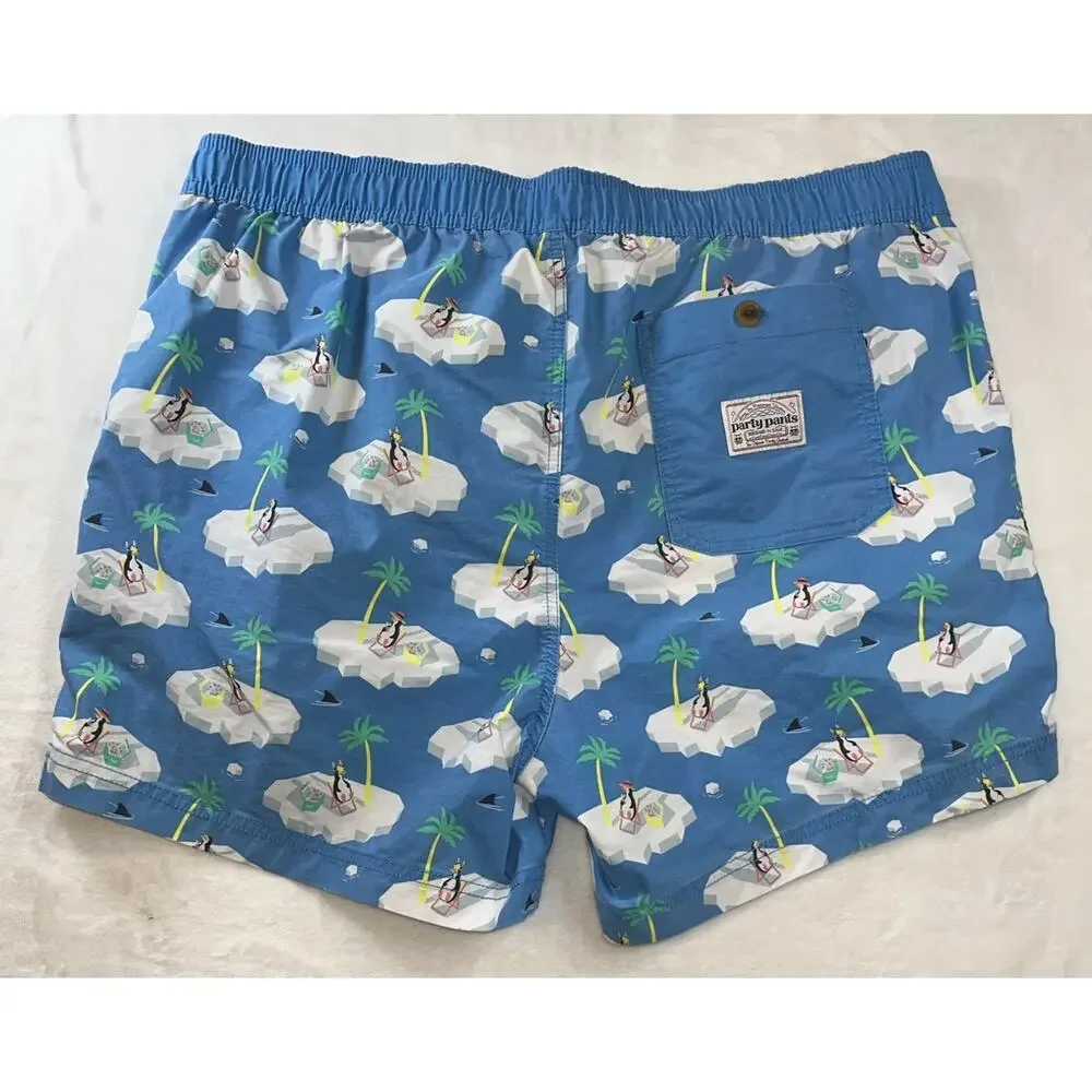Party Pants Men's Swim Trunks Tropical Blue Size XL, X-LARGE SHORTS NEW NWT